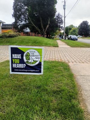 STGA lawn sign on a supporter's front lawn